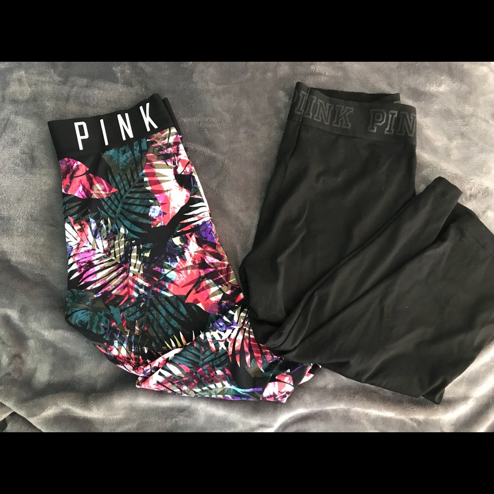 Two pairs of PINK cropped leggings